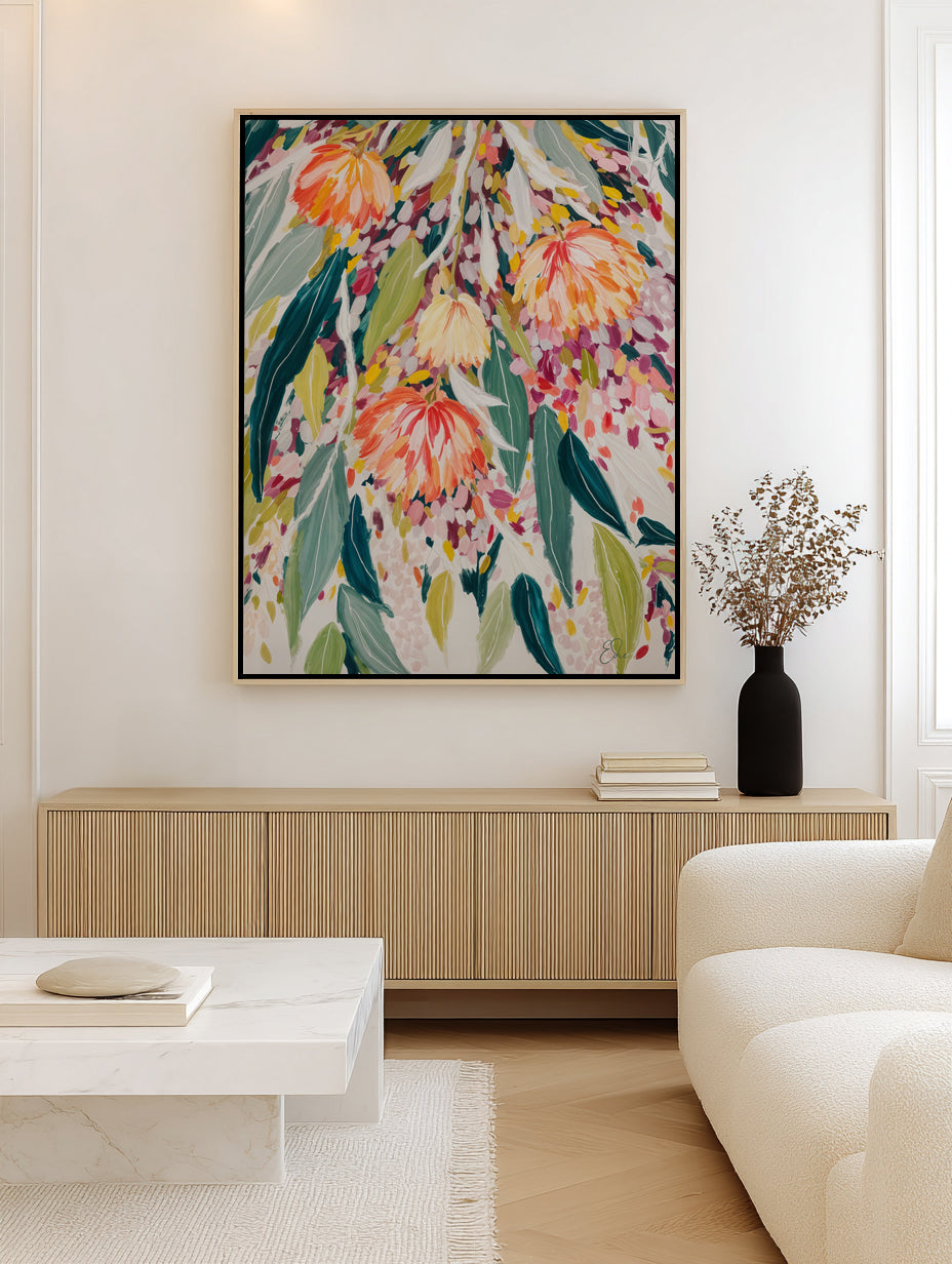 Vibrant Floral Cascade by Edie | Framed Canvas Art Print