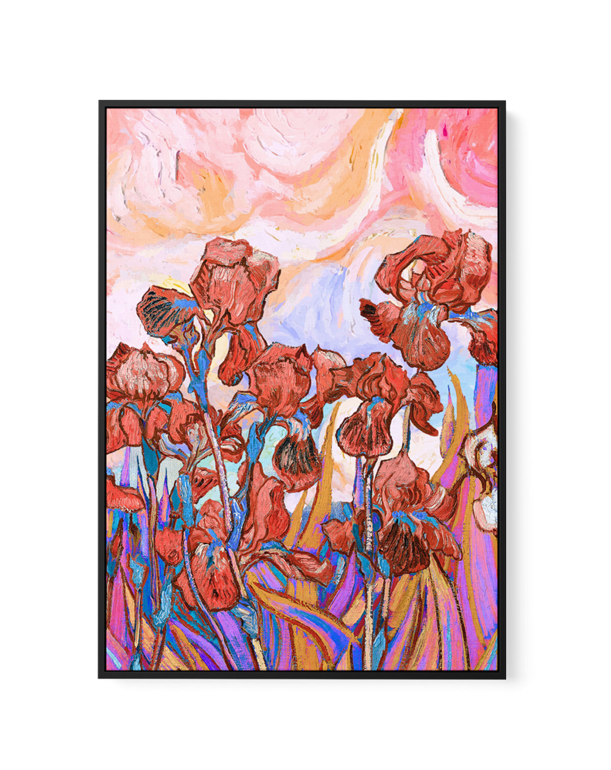 Vibrant Iris Field by Mathieu Jeuf | Framed Canvas Art Print