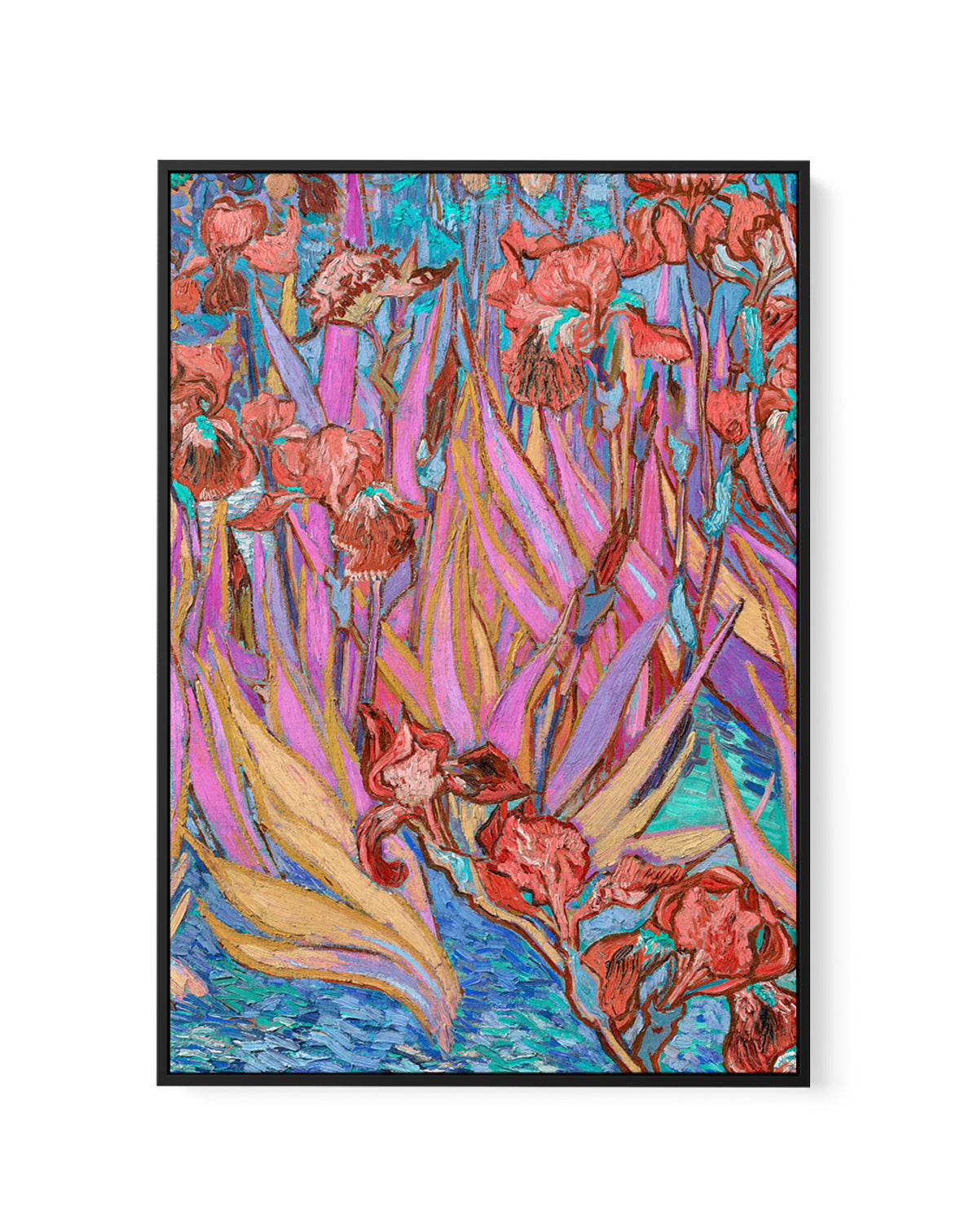 Vibrant Iris Garden by Mathieu Jeuf | Framed Canvas Art Print