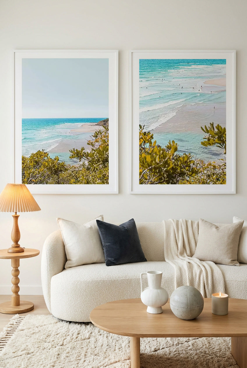 View to Wategos PT I & II Art Print Set of 2 | Matching Wall Art