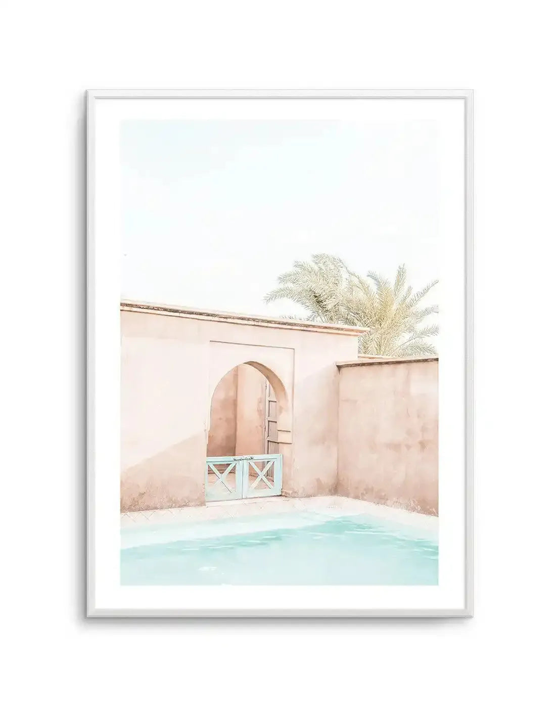 Villa De Marrakech I Art Print-Shop Australian Art Prints Online with Olive et Oriel - Our collection of Moroccan art prints offer unique wall art including moroccan arches and pink morocco doors of marrakech - this collection will add soft feminine colour to your walls and some may say bohemian style. These traditional morocco landscape photography includes desert scenes of palm trees and camel art prints - there is art on canvas and extra large wall art with fast, free shipping across Australi