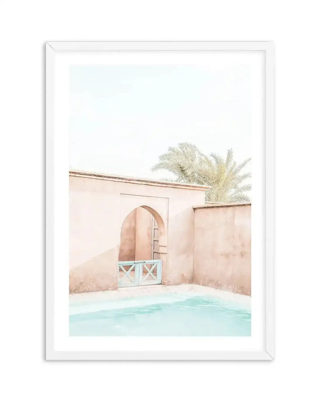 Villa De Marrakech I Art Print-Shop Australian Art Prints Online with Olive et Oriel - Our collection of Moroccan art prints offer unique wall art including moroccan arches and pink morocco doors of marrakech - this collection will add soft feminine colour to your walls and some may say bohemian style. These traditional morocco landscape photography includes desert scenes of palm trees and camel art prints - there is art on canvas and extra large wall art with fast, free shipping across Australi