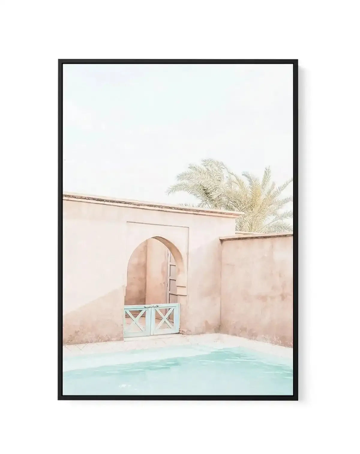 Villa De Marrakech I | Framed Canvas-Shop Australian Art Prints Online with Olive et Oriel - Our collection of Moroccan art prints offer unique wall art including moroccan arches and pink morocco doors of marrakech - this collection will add soft feminine colour to your walls and some may say bohemian style. These traditional morocco landscape photography includes desert scenes of palm trees and camel art prints - there is art on canvas and extra large wall art with fast, free shipping across Au
