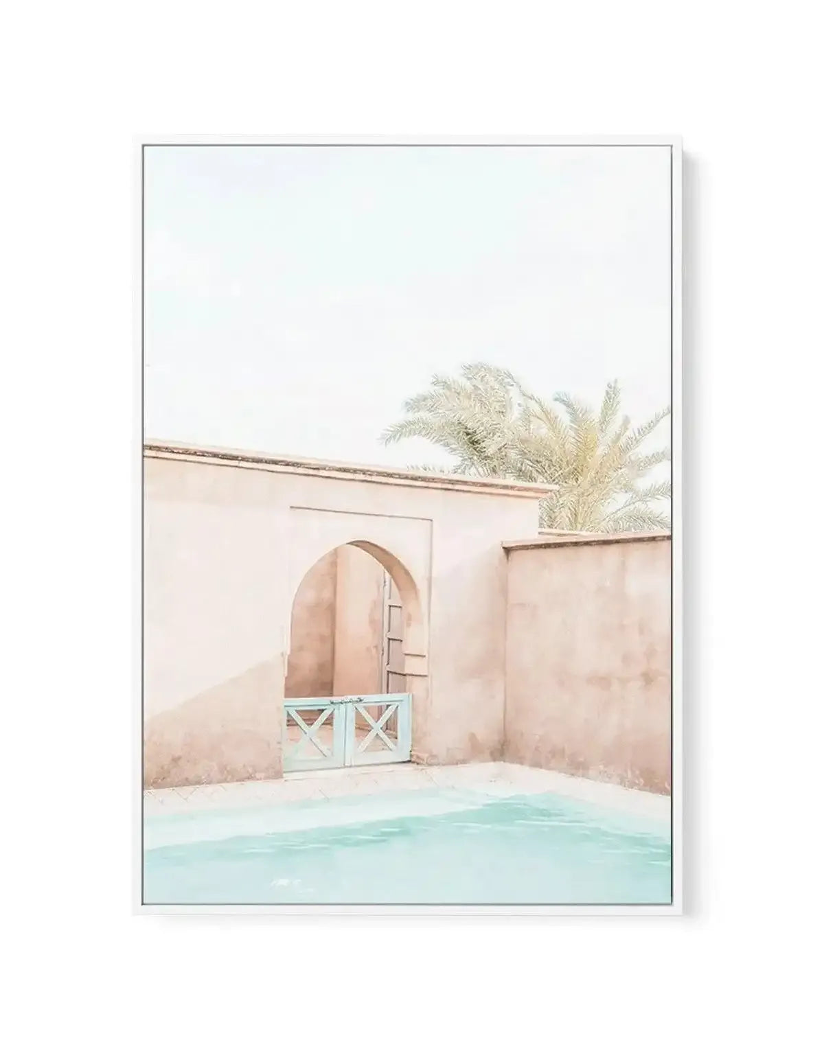 Villa De Marrakech I | Framed Canvas-Shop Australian Art Prints Online with Olive et Oriel - Our collection of Moroccan art prints offer unique wall art including moroccan arches and pink morocco doors of marrakech - this collection will add soft feminine colour to your walls and some may say bohemian style. These traditional morocco landscape photography includes desert scenes of palm trees and camel art prints - there is art on canvas and extra large wall art with fast, free shipping across Au
