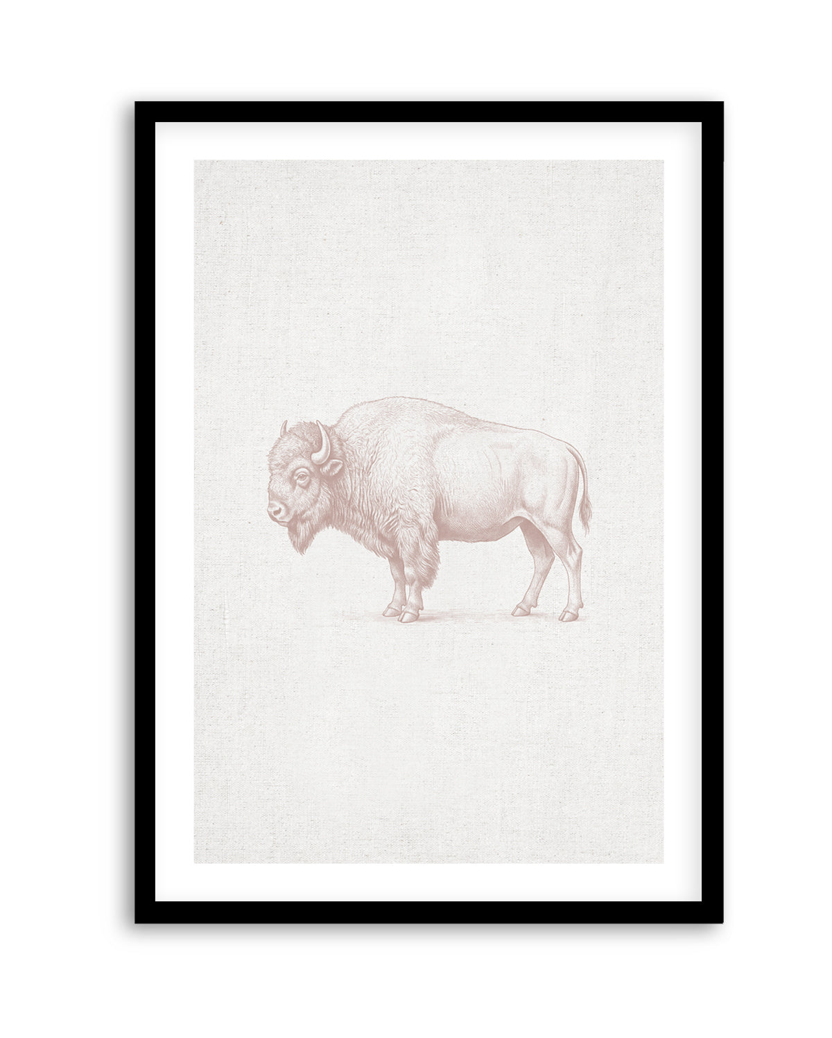 Vintage Bison Farm Animals on Linen | Art Print