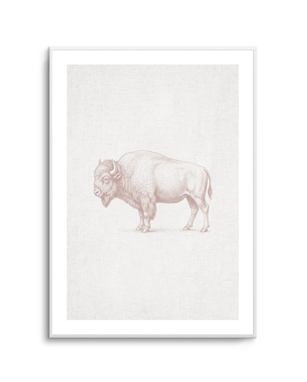 Vintage Bison Farm Animals on Linen | Art Print