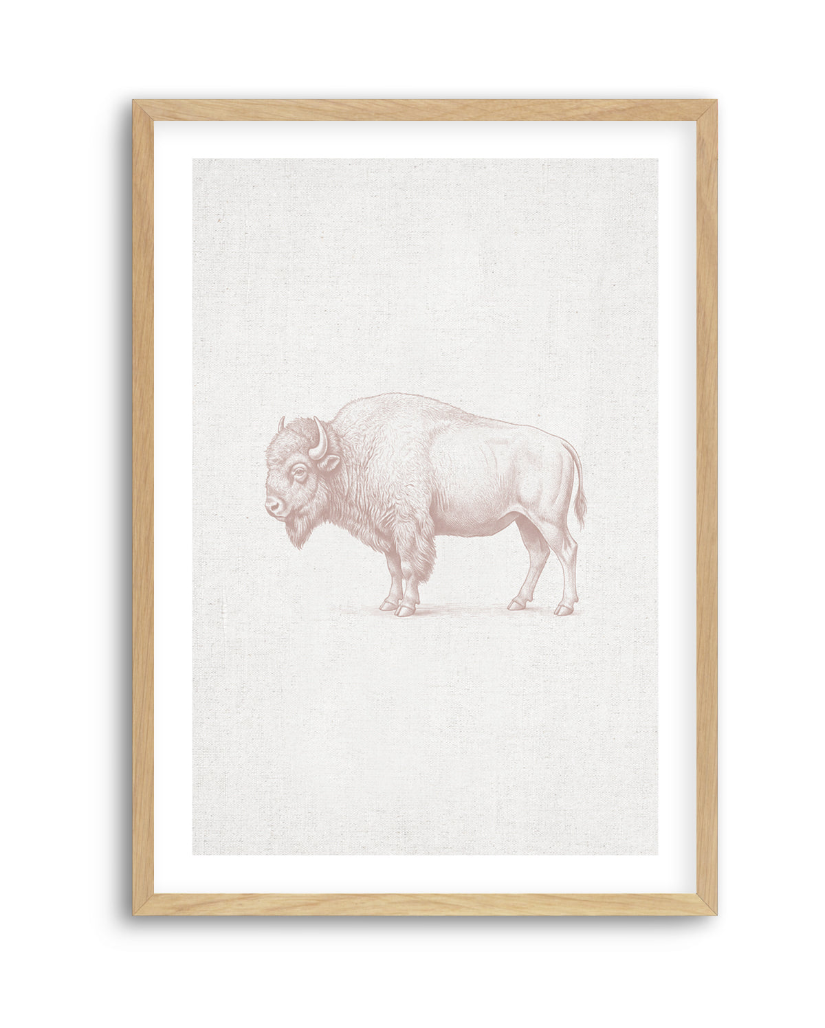 Vintage Bison Farm Animals on Linen | Art Print