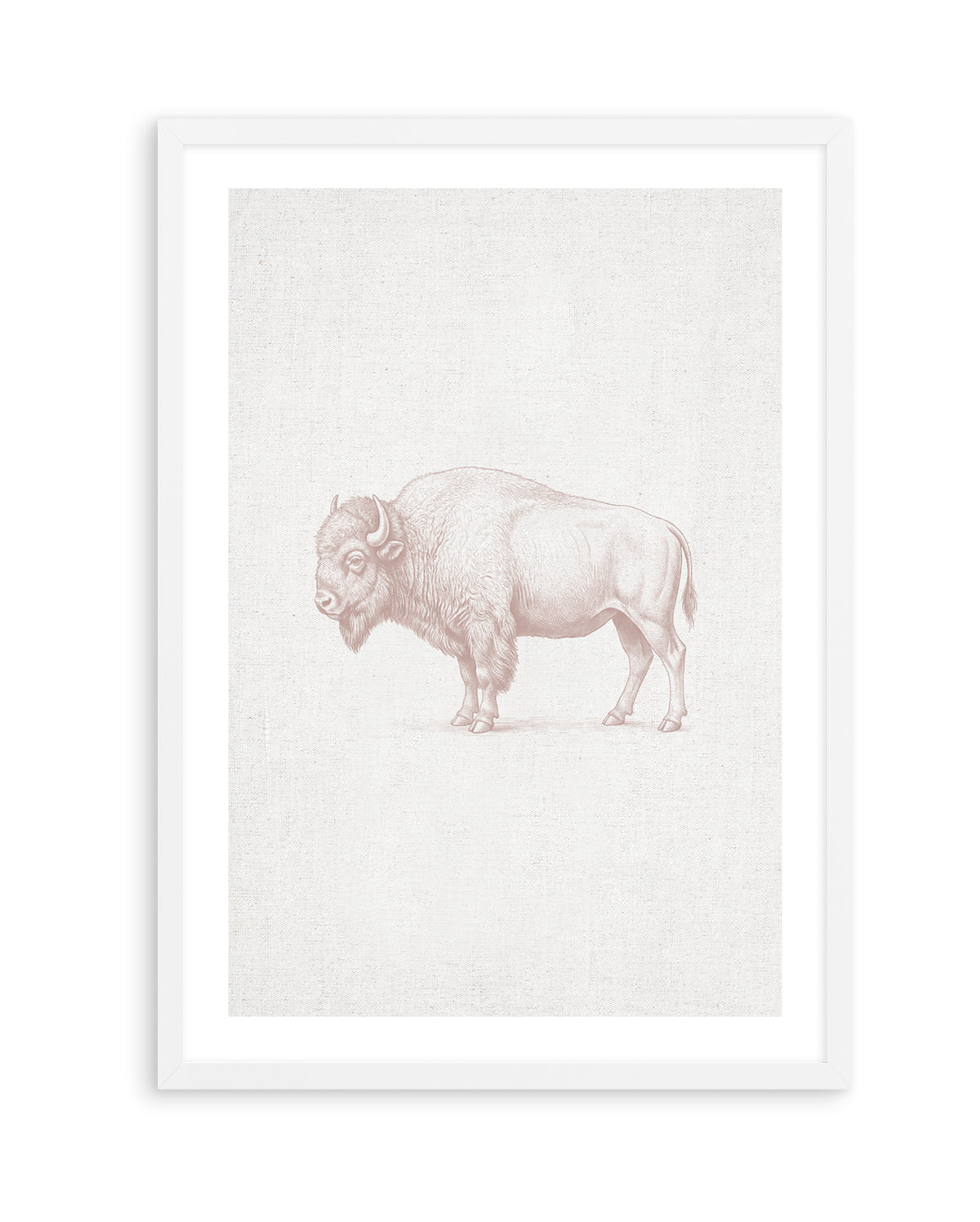 Vintage Bison Farm Animals on Linen | Art Print