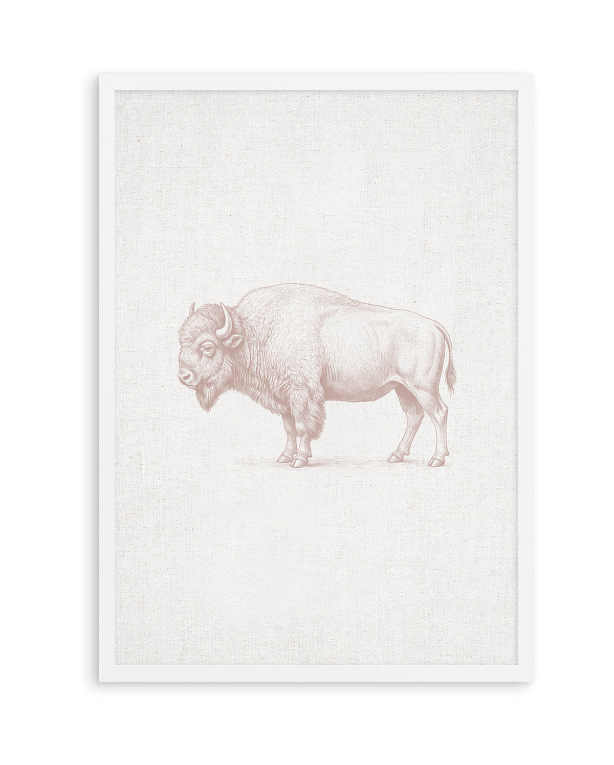 Vintage Bison Farm Animals on Linen | Art Print