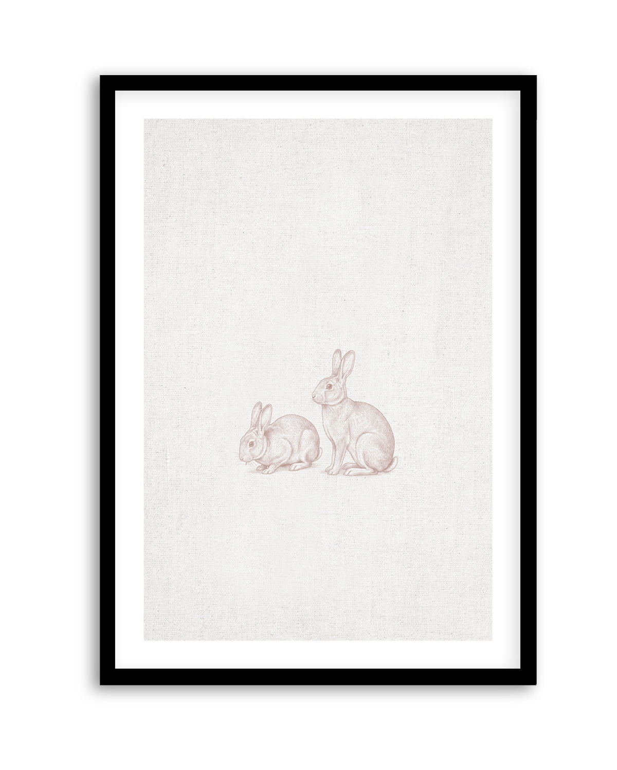 Vintage Bunnies Farm Animals on Linen | Art Print