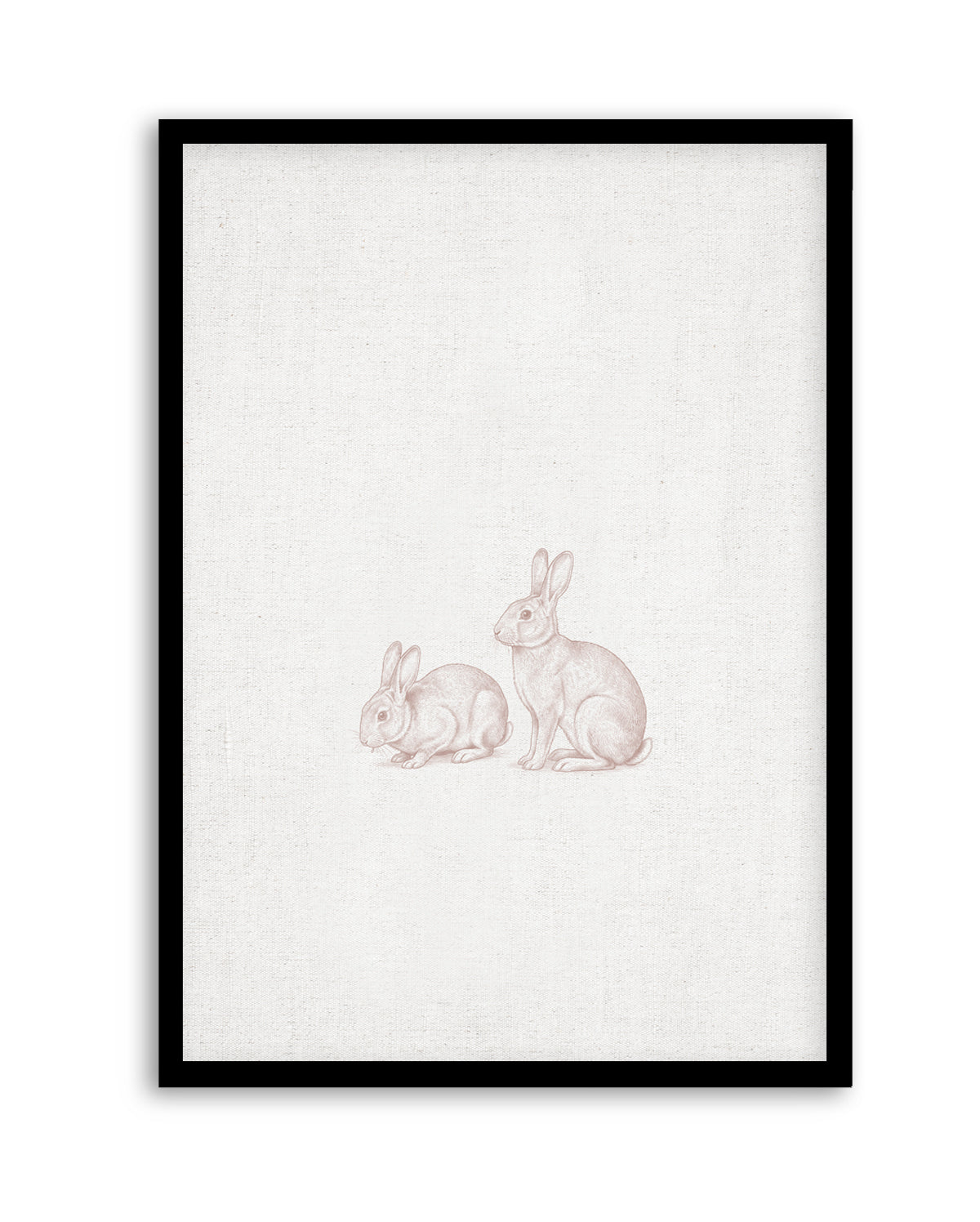 Vintage Bunnies Farm Animals on Linen | Art Print