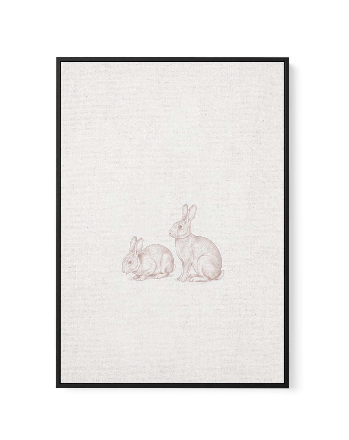 Vintage Bunnies Farm Animals on Linen | Framed Canvas Art Print