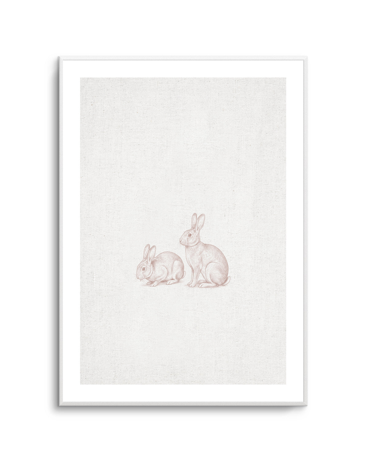 Vintage Bunnies Farm Animals on Linen | Art Print