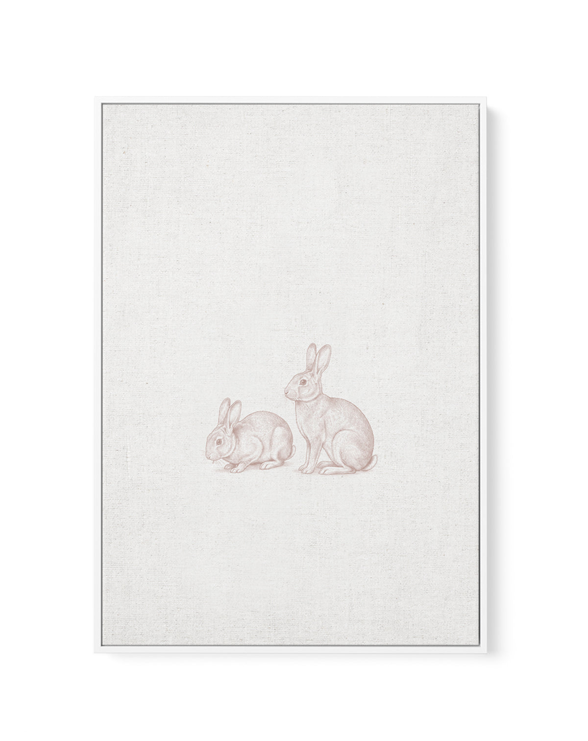 Vintage Bunnies Farm Animals on Linen | Framed Canvas Art Print