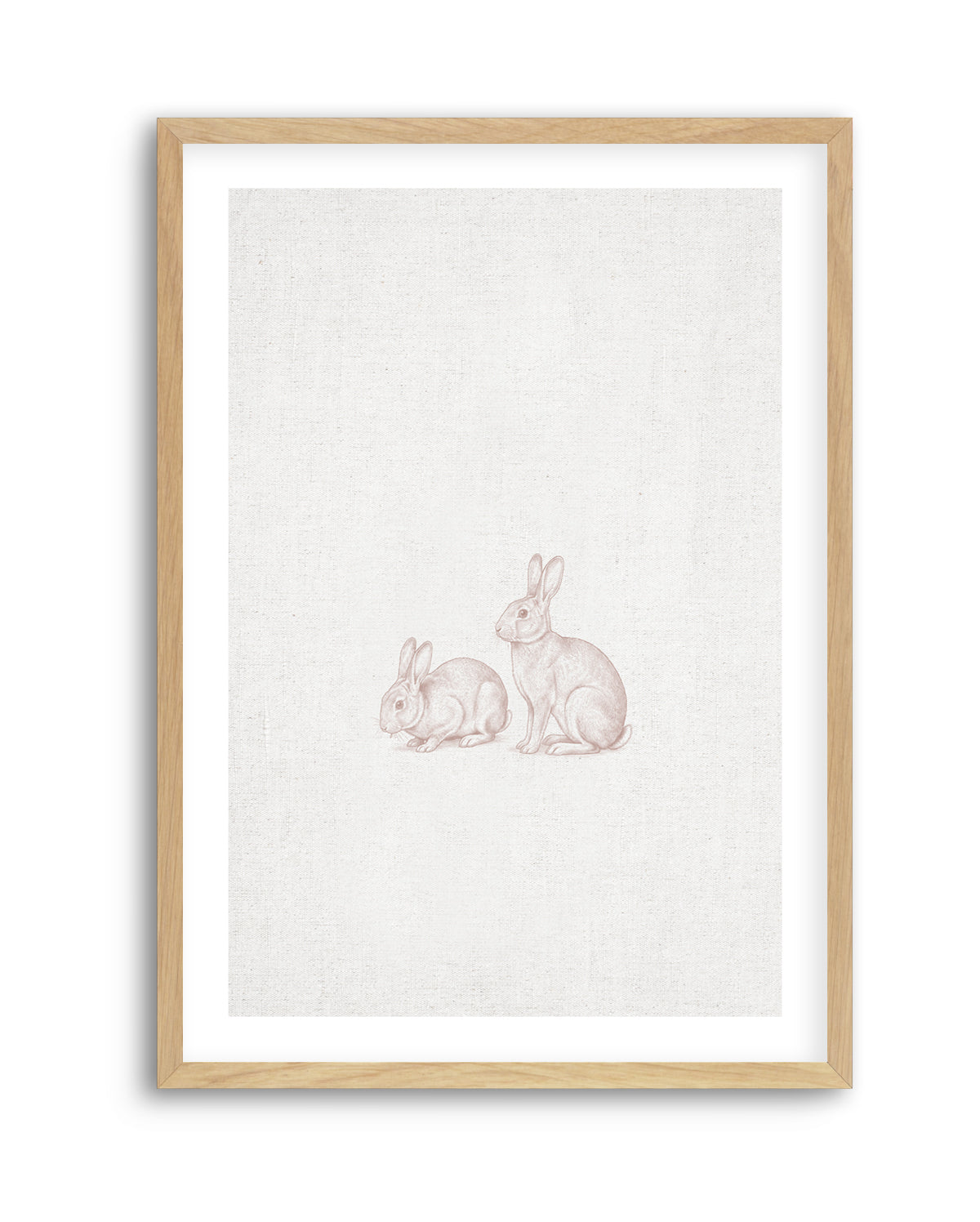 Vintage Bunnies Farm Animals on Linen | Art Print