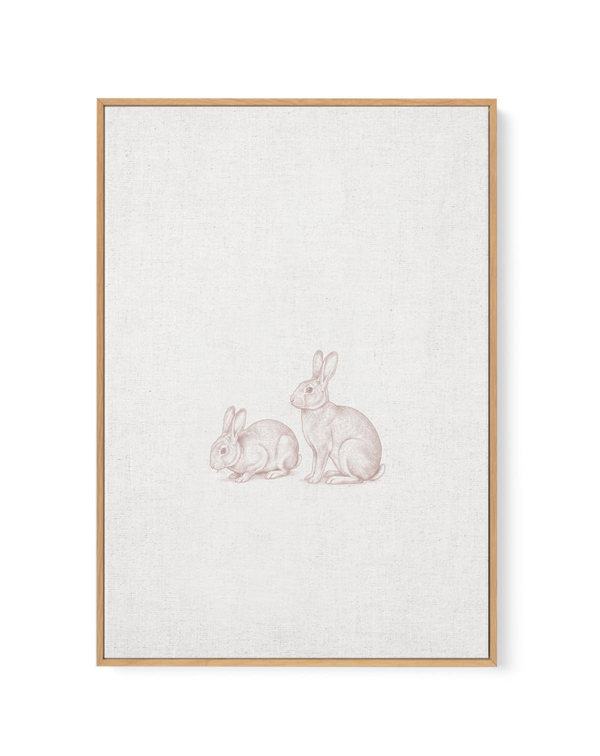 Vintage Bunnies Farm Animals on Linen | Framed Canvas Art Print