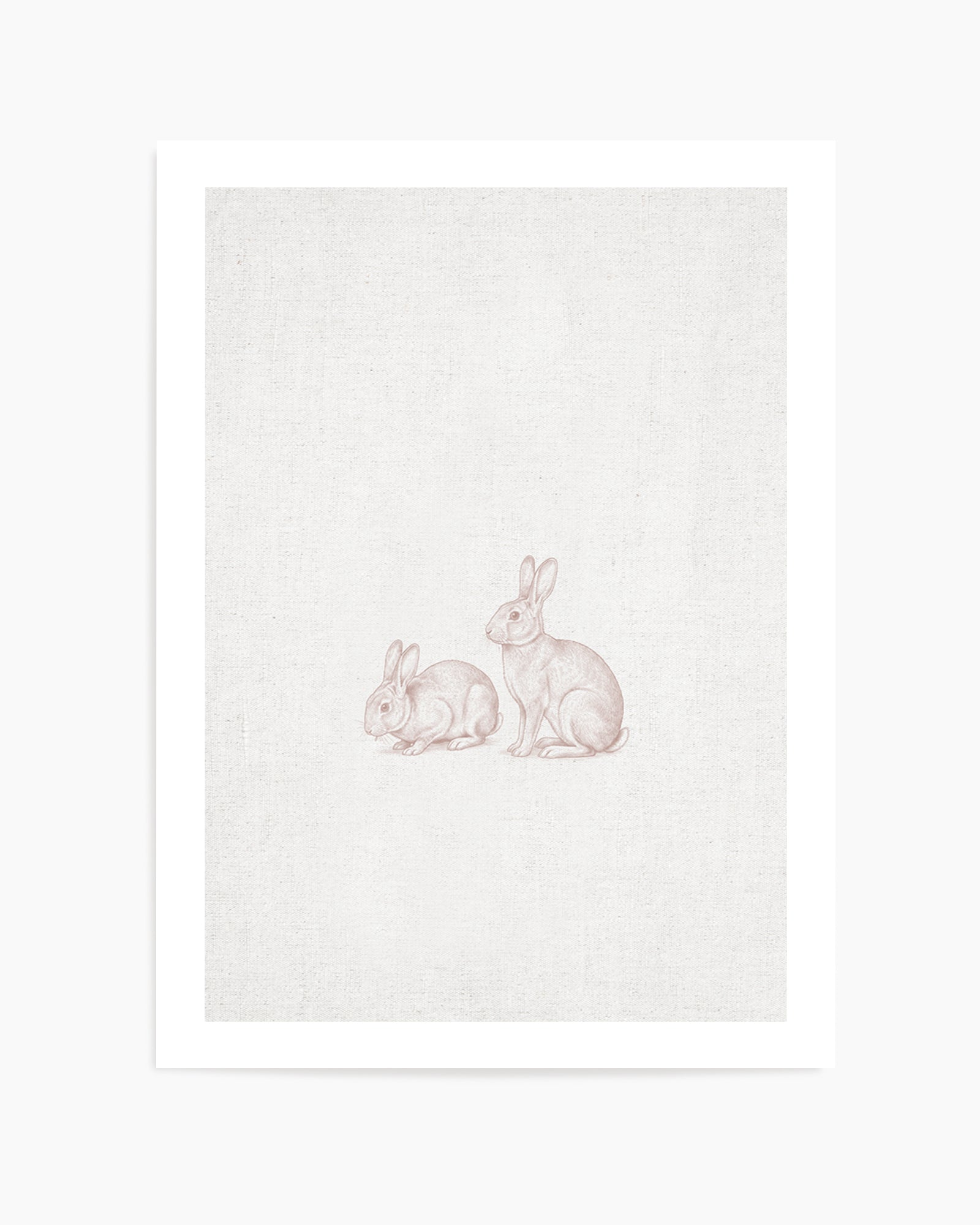 Vintage Bunnies Farm Animals on Linen | Art Print
