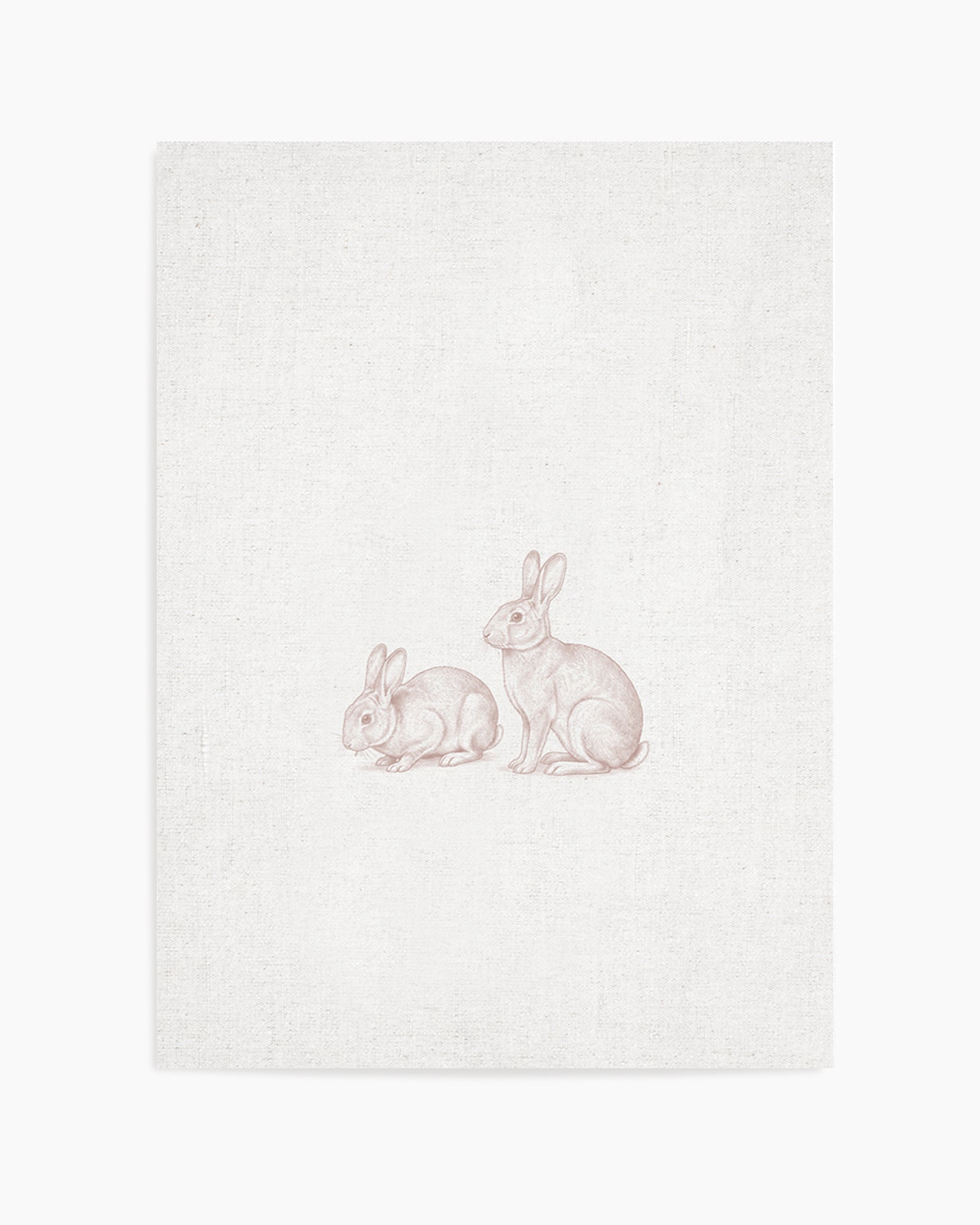 Vintage Bunnies Farm Animals on Linen | Art Print