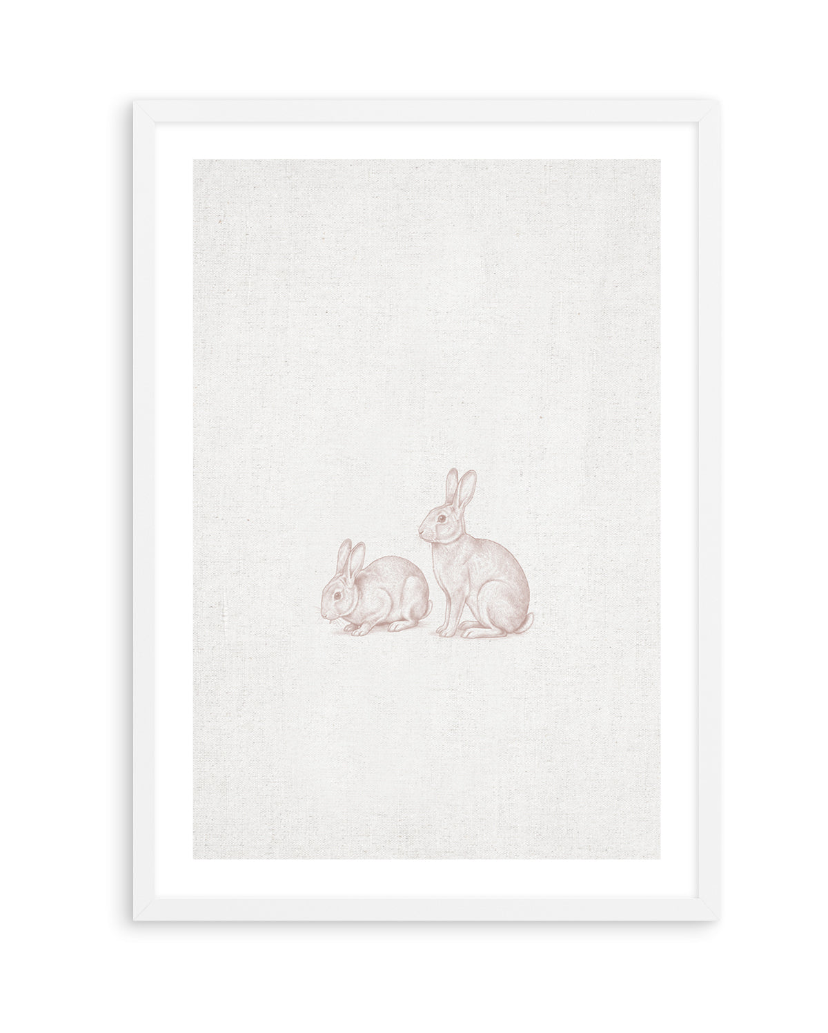 Vintage Bunnies Farm Animals on Linen | Art Print
