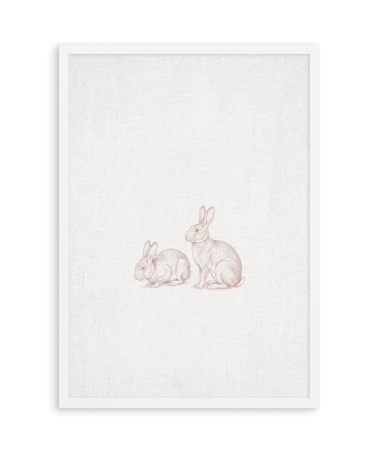 Vintage Bunnies Farm Animals on Linen | Art Print
