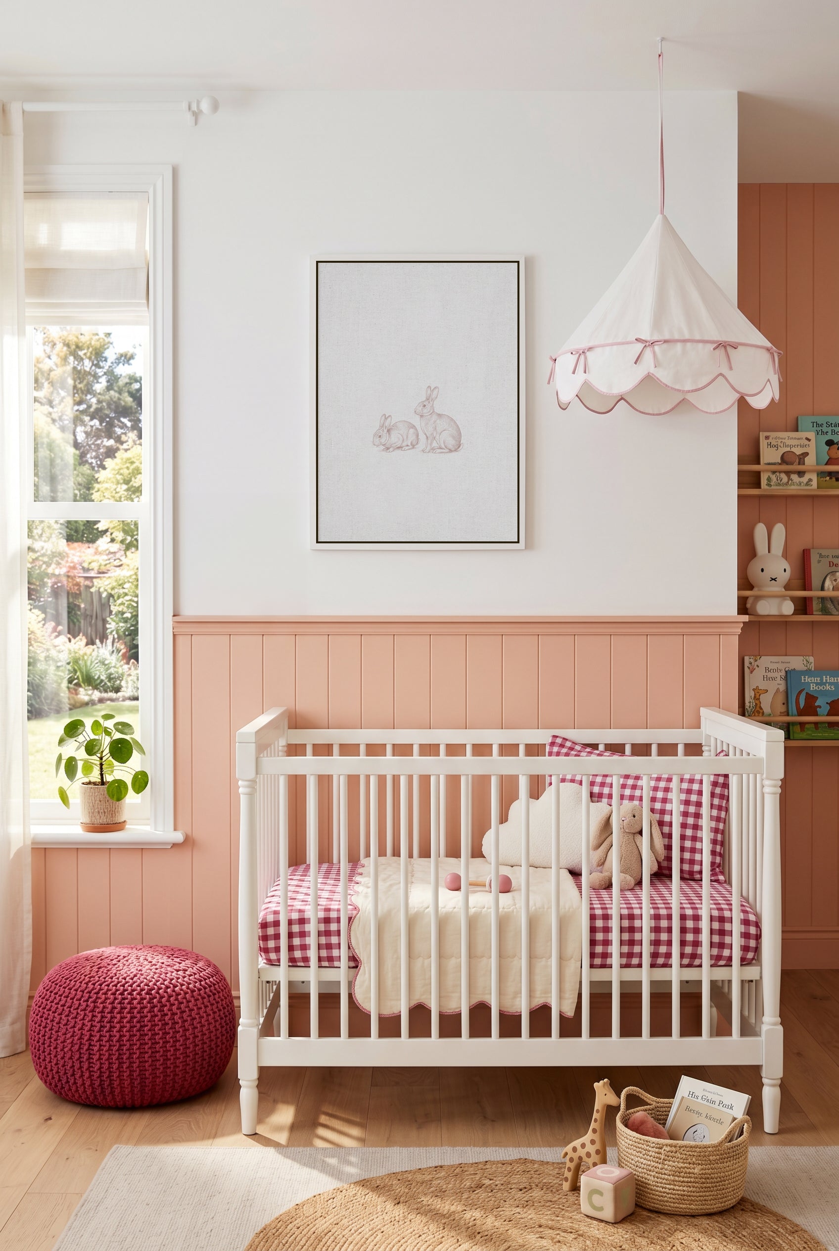 Vintage Bunnies Farm Animals on Linen | Framed Canvas Art Print