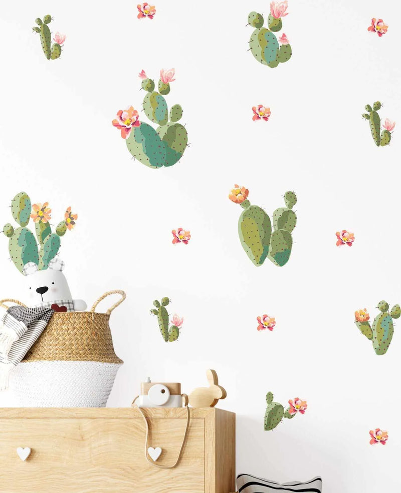 Vintage Cactus Decal Set-Decals-Olive et Oriel-Decorate your kids bedroom wall decor with removable wall decals, these fabric kids decals are a great way to add colour and update your children's bedroom. Available as girls wall decals or boys wall decals, there are also nursery decals.