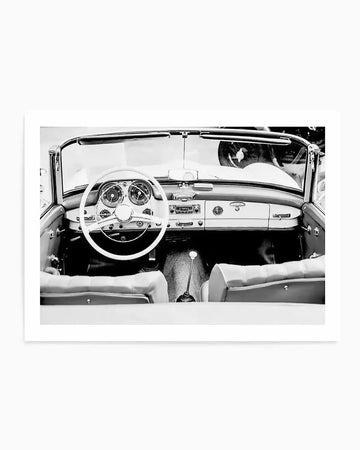 Vintage Cars I Art Print black black & white vintage art print