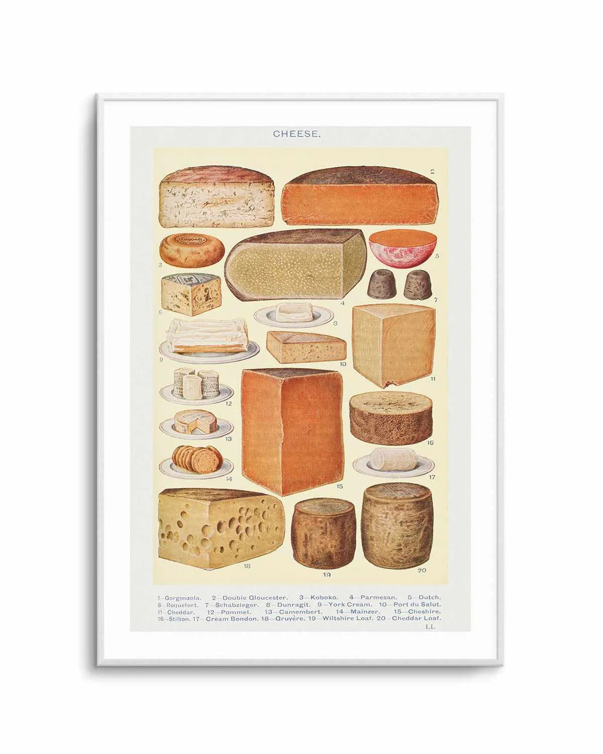 Vintage Cheeses Poster Art Print from Olive et Oriel where you can shop wallpaper and artworks online