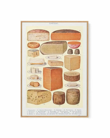 Vintage Cheeses Poster | Framed Canvas Art Print from Olive et Oriel where you can shop wallpaper and artworks online