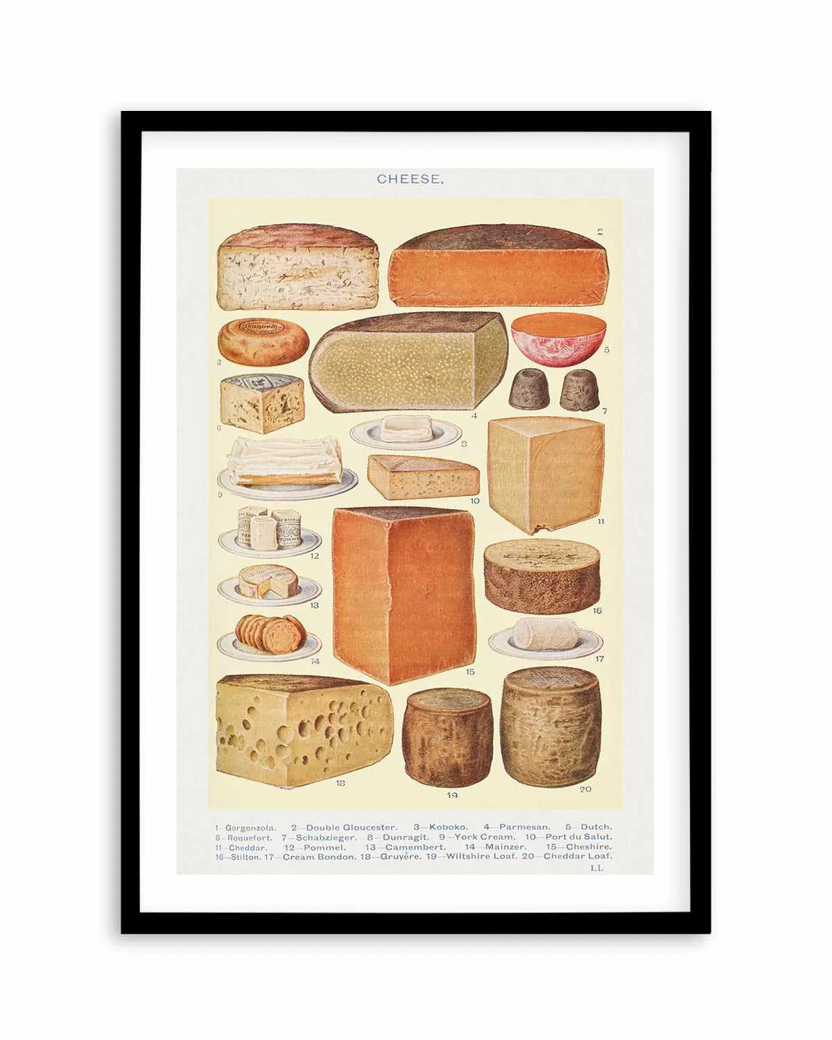 Vintage Cheeses Poster Art Print from Olive et Oriel where you can shop wallpaper and artworks online