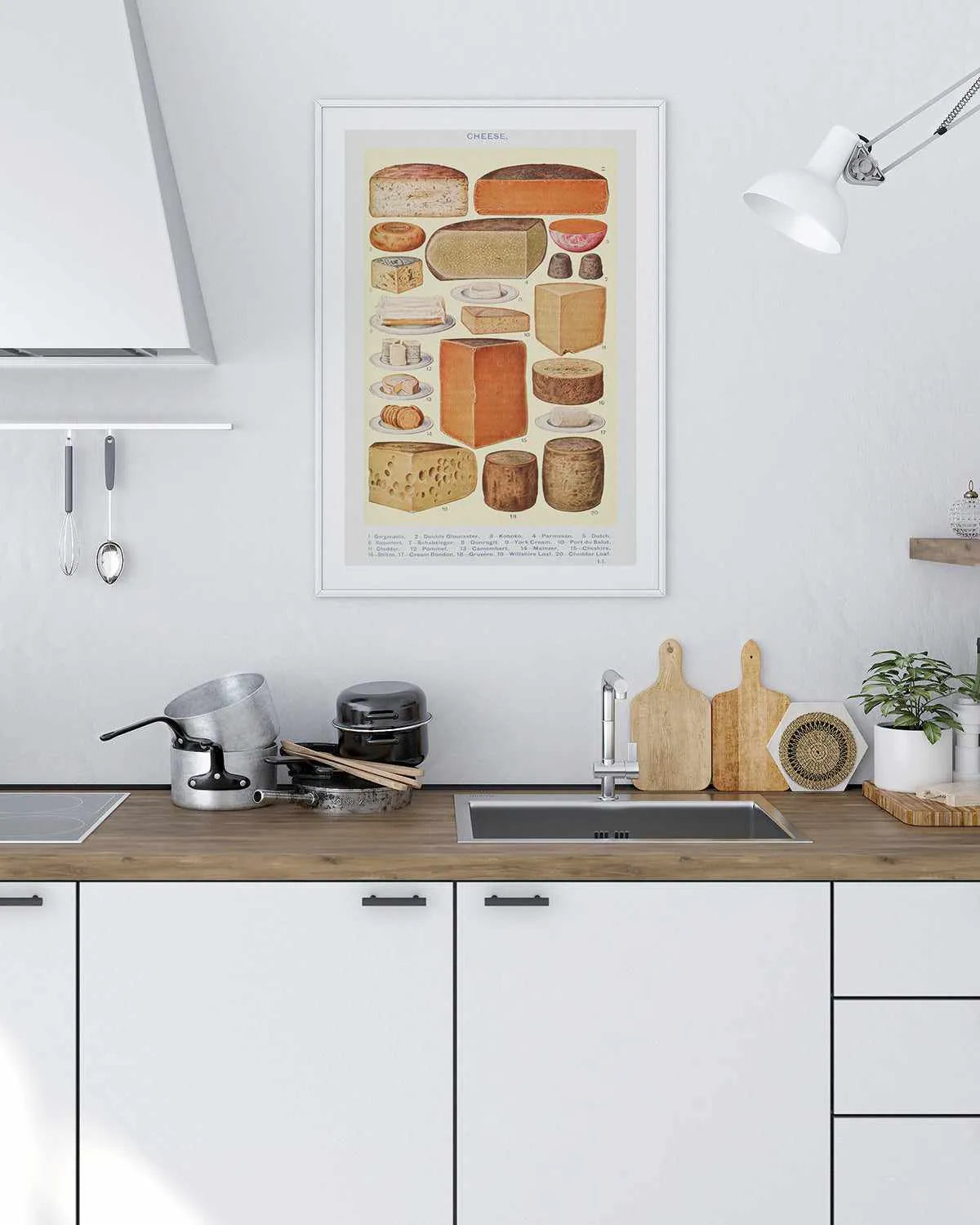 Cheese Poster Frame Vintage Poster Wall Art Print of Cheeses in Yellow Tones – Olive et Oriel
