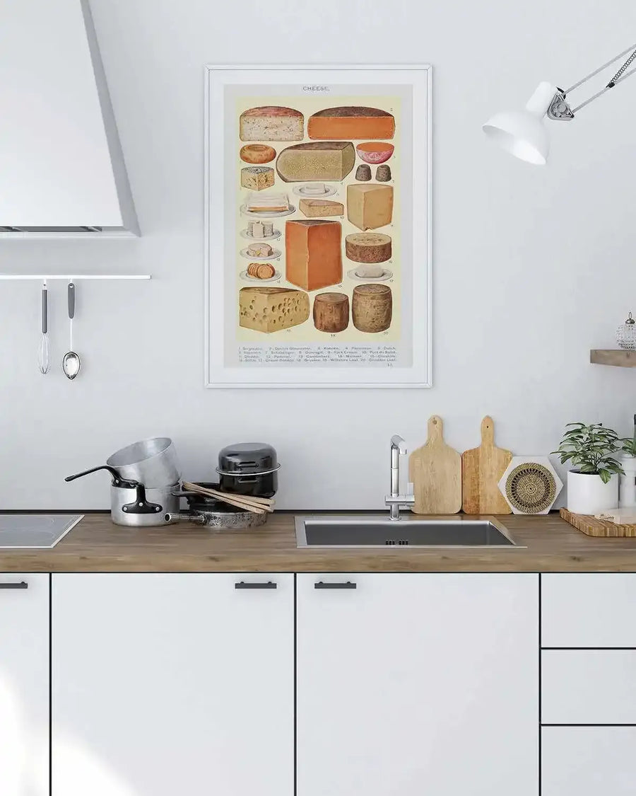 Vintage Cheeses Poster Art Print from Olive et Oriel where you can shop wallpaper and artworks online