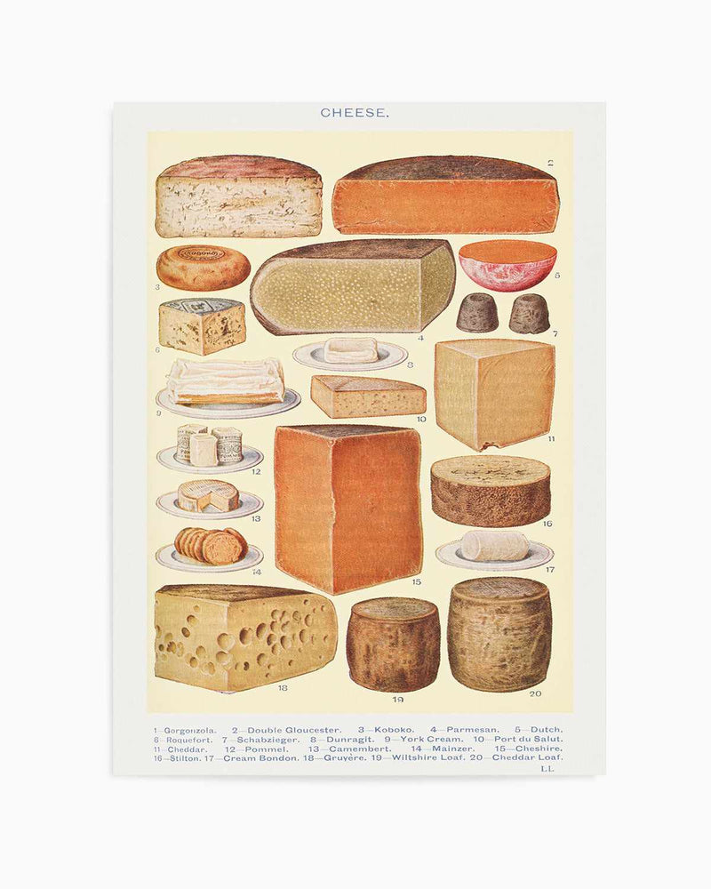 Vintage Cheeses Poster Art Print