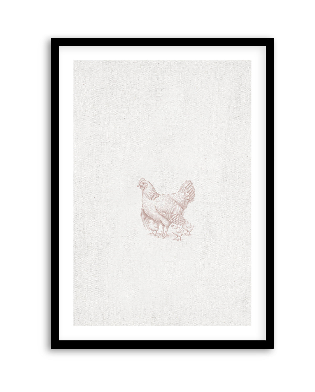 Vintage Chicken Farm Animals on Linen | Art Print