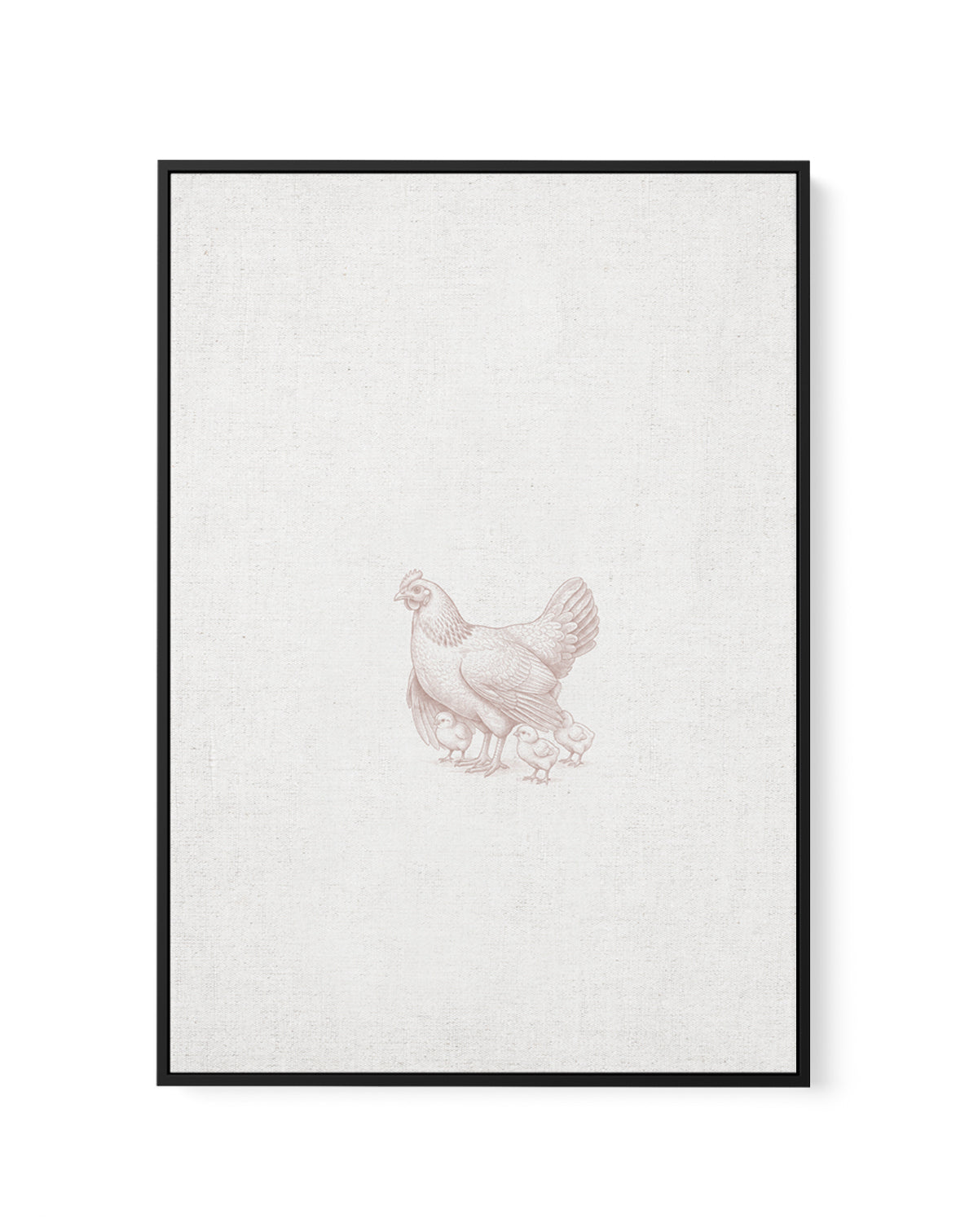 Vintage Chicken Farm Animals on Linen | Framed Canvas Art Print