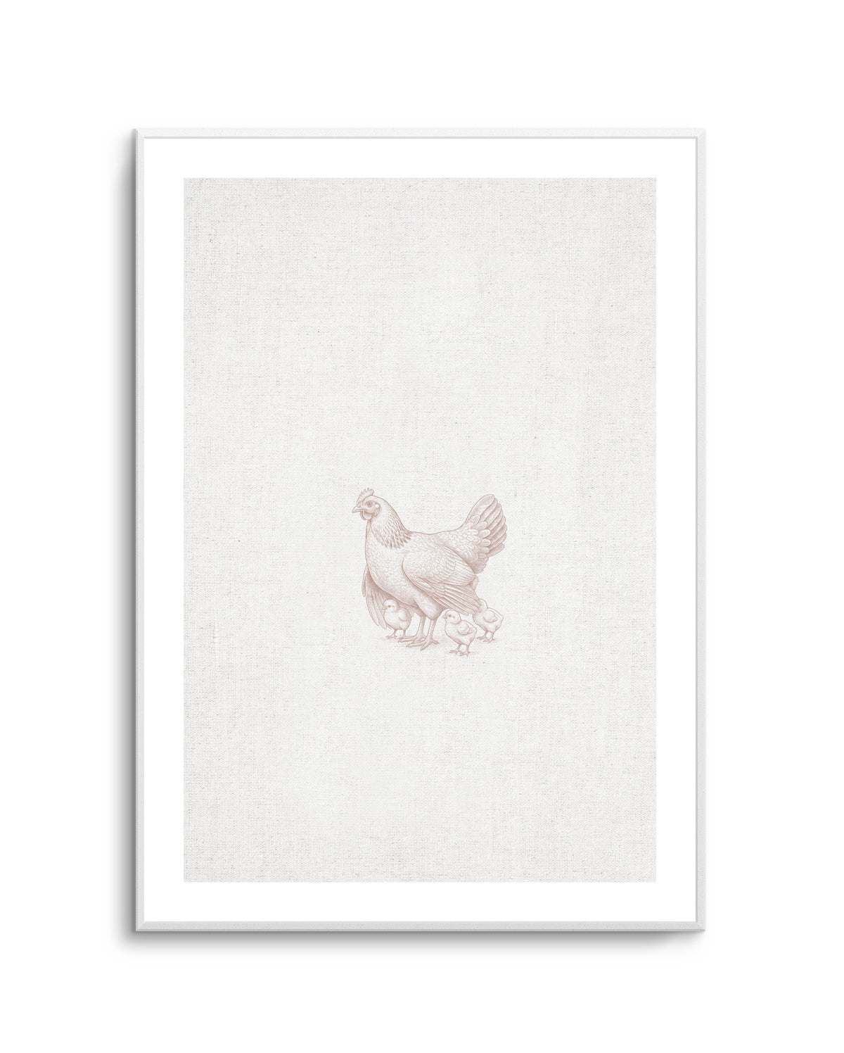 Vintage Chicken Farm Animals on Linen | Art Print
