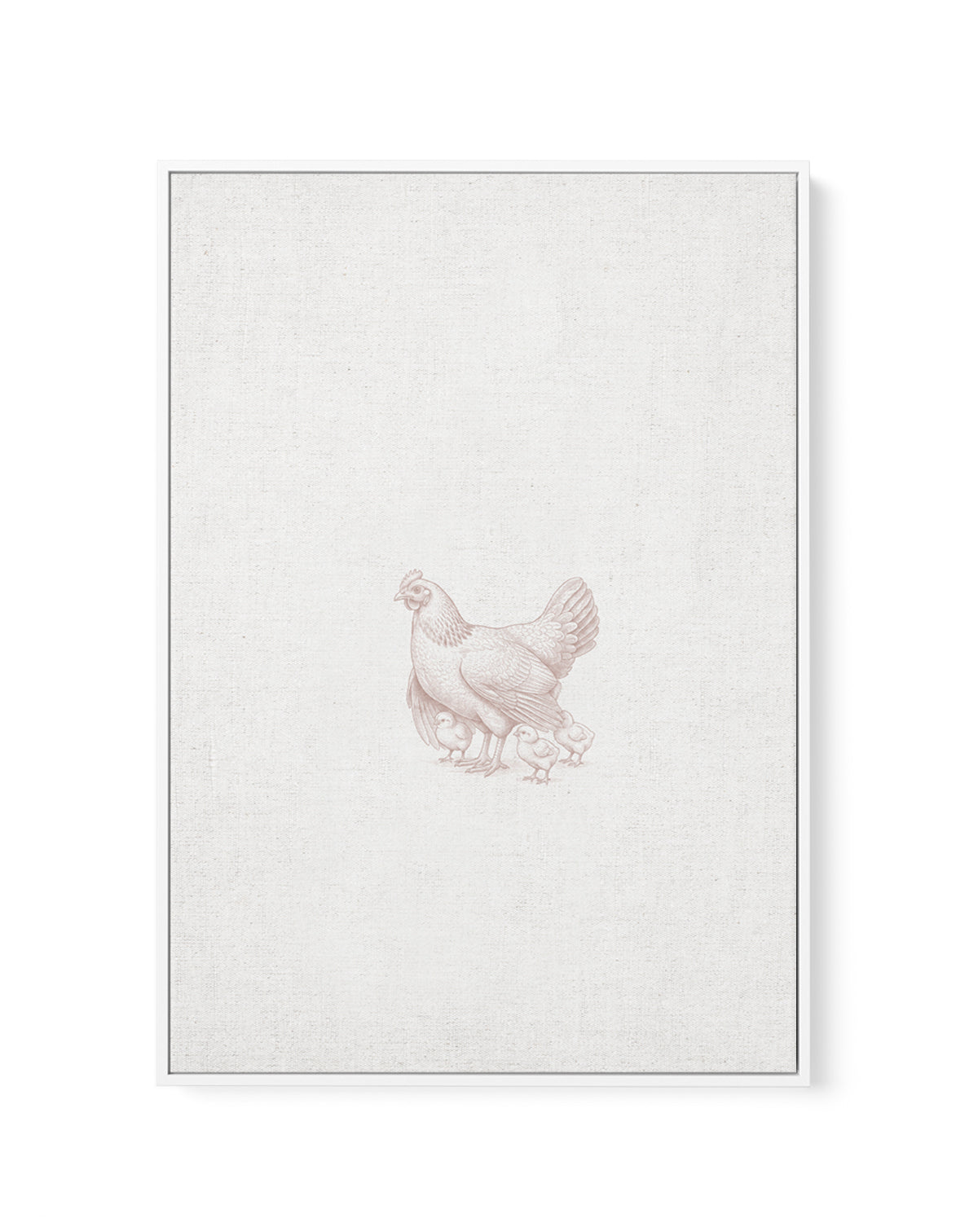 Vintage Chicken Farm Animals on Linen | Framed Canvas Art Print