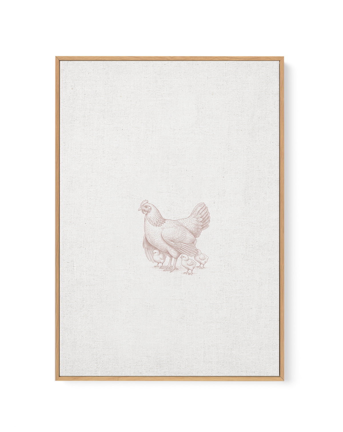 Vintage Chicken Farm Animals on Linen | Framed Canvas Art Print