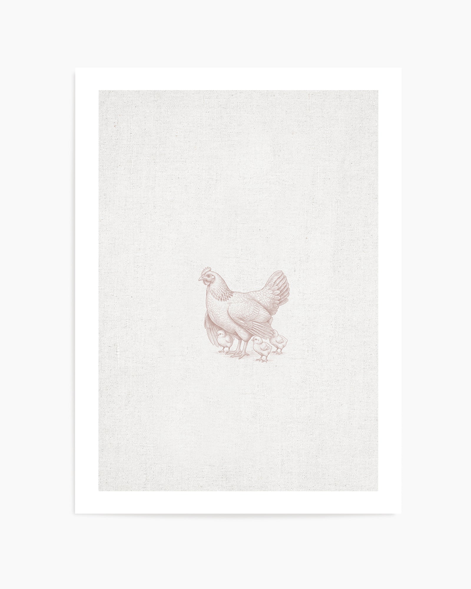 Vintage Chicken Farm Animals on Linen | Art Print
