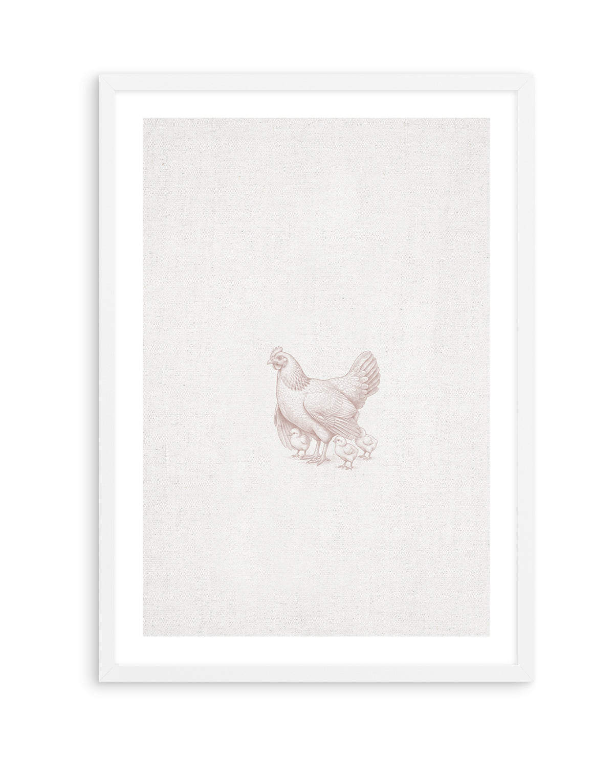 Vintage Chicken Farm Animals on Linen | Art Print