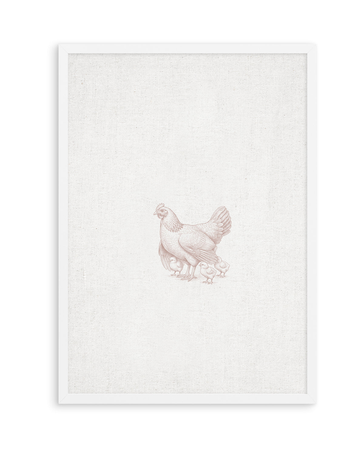 Vintage Chicken Farm Animals on Linen | Art Print