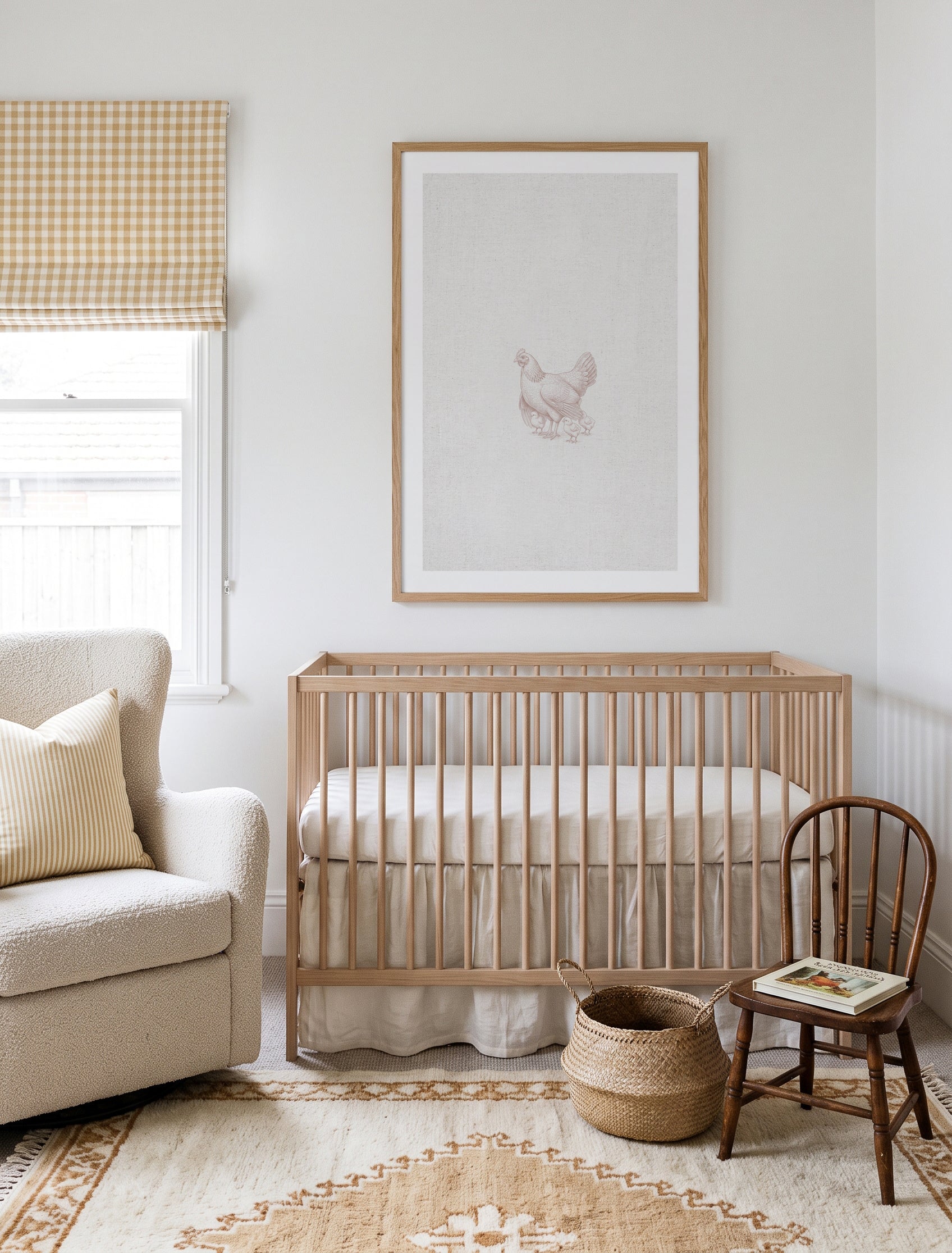 Vintage Chicken Farm Animals on Linen | Art Print