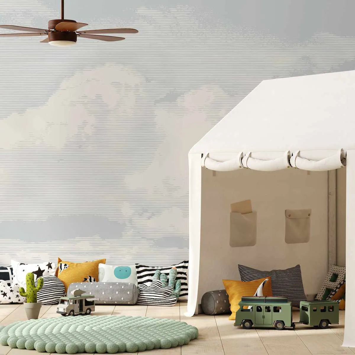 Vintage Clouds Wallpaper Mural-Wallpaper-Buy Kids Removable Wallpaper Online Our Custom Made Children‚àö¬¢‚Äö√á¬®‚Äö√ë¬¢s Wallpapers Are A Fun Way To Decorate And Enhance Boys Bedroom Decor And Girls Bedrooms They Are An Amazing Addition To Your Kids Bedroom Walls Our Collection of Kids Wallpaper Is Sure To Transform Your Kids Rooms Interior Style From Pink Wallpaper To Dinosaur Wallpaper Even Marble Wallpapers For Teen Boys Shop Peel And Stick Wallpaper Online Today With Olive et Oriel