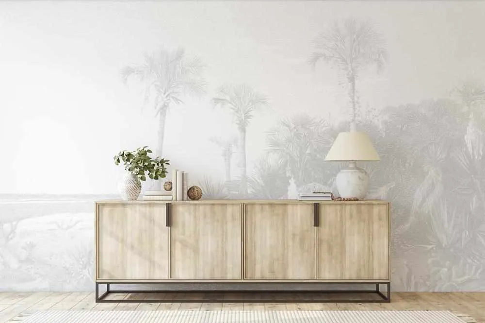 Vintage Coastal Palm Wallpaper Mural-Wallpaper-Buy-Australian-Removable-Wallpaper-Now-In-Black-&-White-Wallpaper-Peel-And-Stick-Wallpaper-Online-At-Olive-et-Oriel-Custom-Made-Wallpapers-Wall-Papers-Decorate-Your-Bedroom-Living-Room-Kids-Room-or-Commercial-Interior