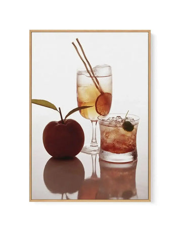 Vintage Cocktails | Framed Canvas Art Print brown vintage art print