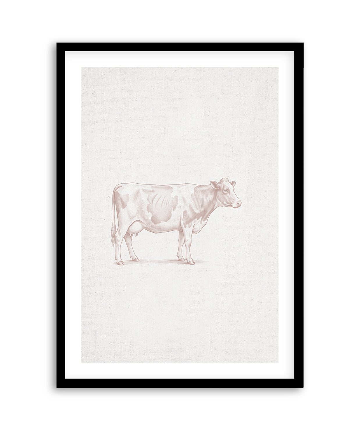 Vintage Cow Farm Animal on Linen | Art Print