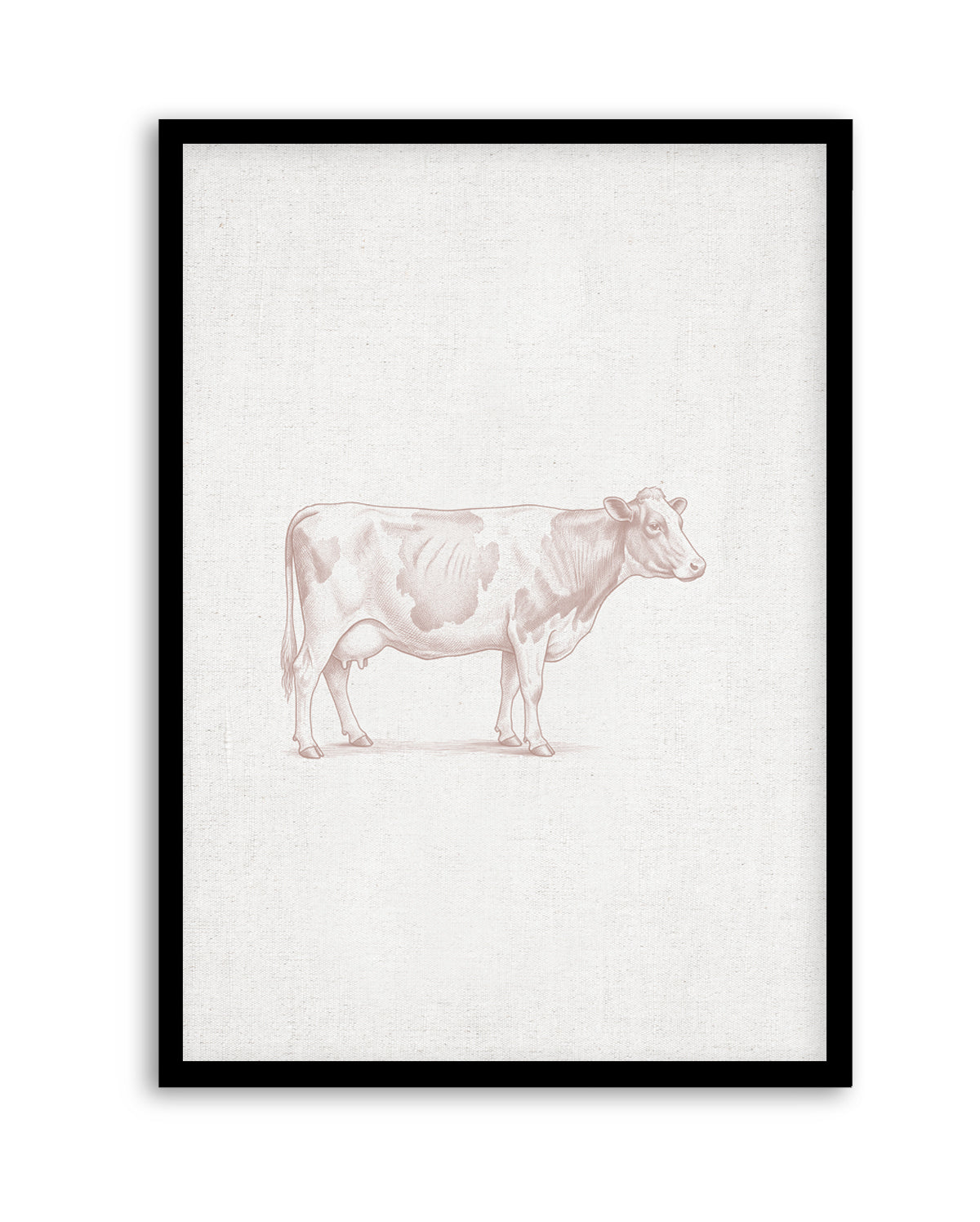 Vintage Cow Farm Animal on Linen | Art Print