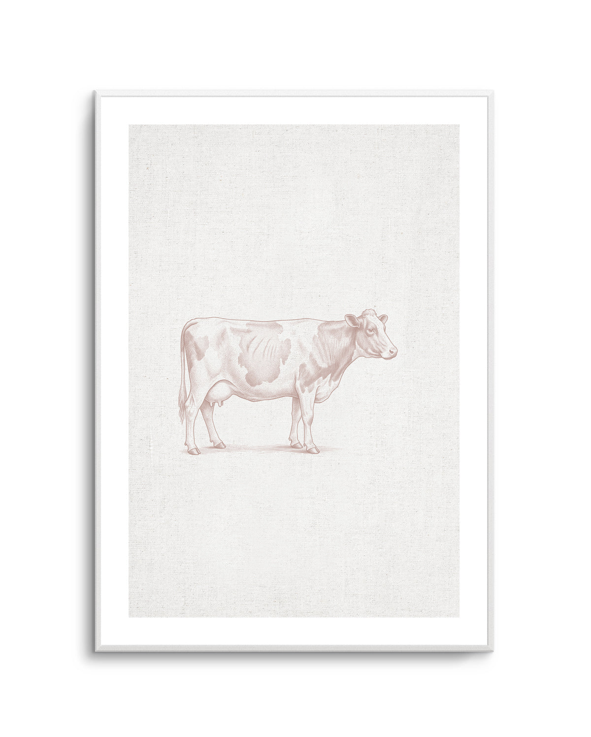 Vintage Cow Farm Animal on Linen | Art Print
