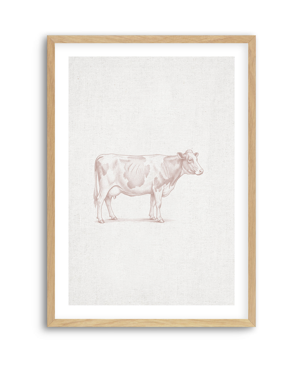 Vintage Cow Farm Animal on Linen | Art Print