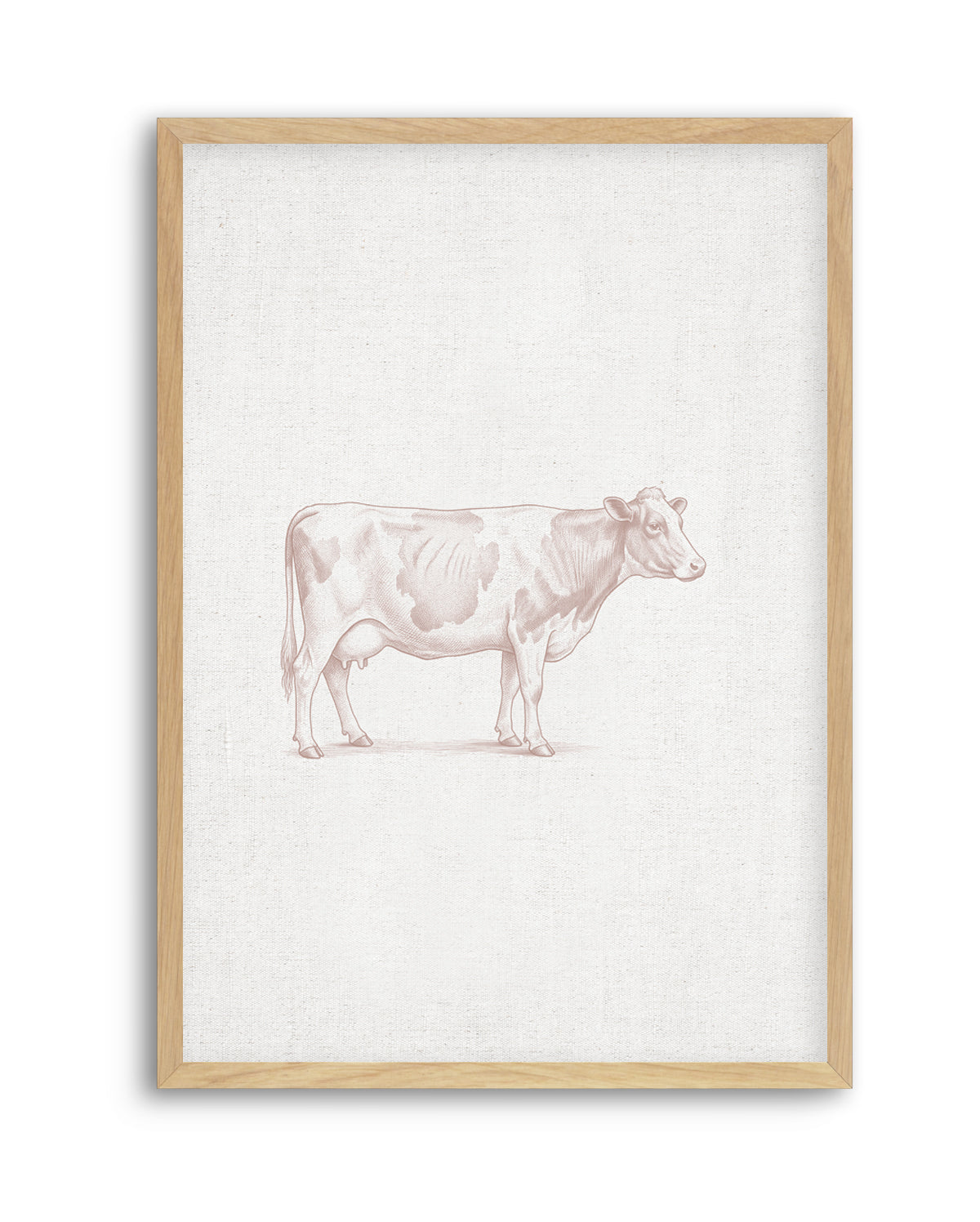 Vintage Cow Farm Animal on Linen | Art Print